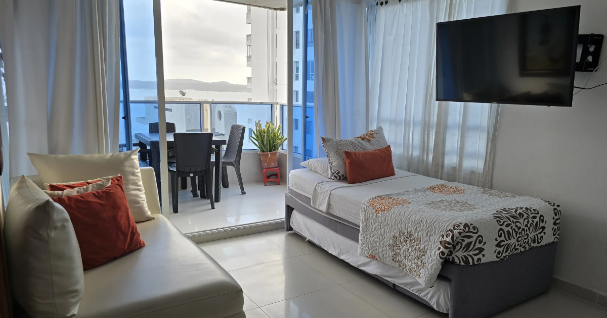 Apartamento de 1 habitación con Vista al Mar en El Laguito, Cartagena | Arriendo por Día
